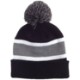 Striped Knit Beanie with Pom Top
