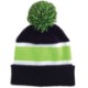 Striped Knit Beanie with Pom Top