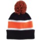 Striped Knit Beanie with Pom Top