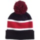 Striped Knit Beanie with Pom Top