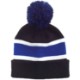 Striped Knit Beanie with Pom Top