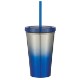 Stainless Steel Double Wall Chroma Tumbler With Straw, 16oz.
