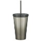 Stainless Steel Double Wall Chroma Tumbler With Straw, 16oz.