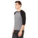 Bella + Canvas® Poly Cotton Unisex Baseball 3/4-Sleeve Tee