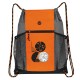 Two-Tone Multi-Pocket 300D Polyester Drawstring Backpack