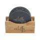 Round Slate Coasters w/ Bamboo Holder