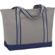 Stripe Handle 20oz. Cotton Canvas Zippered Boat Tote