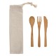 Three-Piece Bamboo Utensil Set in Travel Pouch