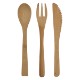 Three-Piece Bamboo Utensil Set in Travel Pouch