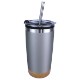 Halcyon® Cork Bottom Tumbler w/ Stainless Straw & Flip Top Lid, 20oz.