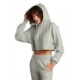 Champion® Reverse Weave® Cotton/Poly Fleece Cropped Cut-Off Ladies' Hooded Sweatshirt