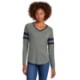 Sport-Tek® Halftime Cotton/Poly Stripe Long Sleeve V-Neck Ladies' Tee
