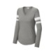 Sport-Tek® Halftime Cotton/Poly Stripe Long Sleeve V-Neck Ladies' Tee