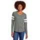 Sport-Tek® Halftime Cotton/Poly Stripe Long Sleeve V-Neck Ladies' Tee