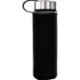 Metal Lanyard Lid Frosted Glass Sleeve Water Bottle, 22oz.