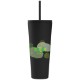 Spire Soft Touch Double Wall Recycled Plastic Tumbler w/ Straw, Full Color, 24oz.