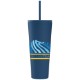 Spire Soft Touch Double Wall Recycled Plastic Tumbler w/ Straw, Full Color, 24oz.