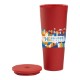 Spire Soft Touch Double Wall Recycled Plastic Tumbler w/ Straw, Full Color, 24oz.