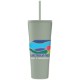 Spire Soft Touch Double Wall Recycled Plastic Tumbler w/ Straw, Full Color, 24oz.