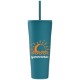 Spire Soft Touch Double Wall Recycled Plastic Tumbler w/ Straw, Full Color, 24oz.