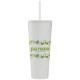 Spire Soft Touch Double Wall Recycled Plastic Tumbler w/ Straw, Full Color, 24oz.