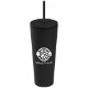 Spire Soft Touch Double Wall Recycled Plastic Tumbler w/ Straw, 24oz.