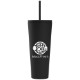 Spire Soft Touch Double Wall Recycled Plastic Tumbler w/ Straw, 24oz.