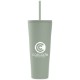 Spire Soft Touch Double Wall Recycled Plastic Tumbler w/ Straw, 24oz.