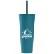Spire Soft Touch Double Wall Recycled Plastic Tumbler w/ Straw, 24oz.