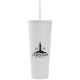 Spire Soft Touch Double Wall Recycled Plastic Tumbler w/ Straw, 24oz.
