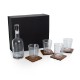 Ambassador Whiskey Box w/ Decanter & 4 Lowball Glasses