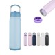 Stainless Steel Vacuum Bottle with Easy Carry Handle and Dual Use Lid, 24 oz.
