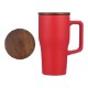 Ceramic Mug with Wood Lid, 18 oz.