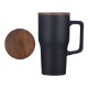 Ceramic Mug with Wood Lid, 18 oz.