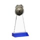 Police Badge Crystal Award on Colored Mitered Base, 7.75"