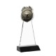 Police Badge Crystal Award on Colored Mitered Base, 7.75"