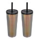 Pyramid Recycled Iridescent Silicone Straw Tumbler, 22oz.