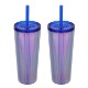 Pyramid Recycled Iridescent Silicone Straw Tumbler, 22oz.