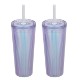 Pyramid Recycled Iridescent Silicone Straw Tumbler, 22oz.