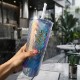 Pyramid Recycled Iridescent Silicone Straw Tumbler, 22oz.