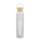 Ribbed Borosilicate Glass Bottle w/ Bamboo Lid, 20oz.