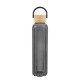 Ribbed Borosilicate Glass Bottle w/ Bamboo Lid, 20oz.