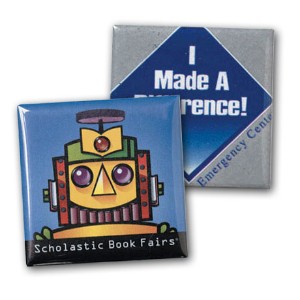 Square Safety Pin Back Button, 2" Custom - LL1035