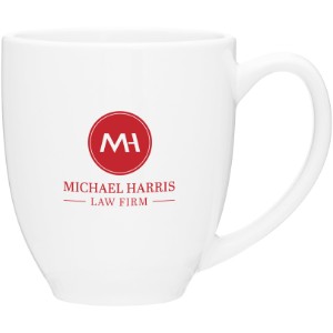 Glossy Ceramic Bistro Mug, 15 oz. - White & Natural - TE2005