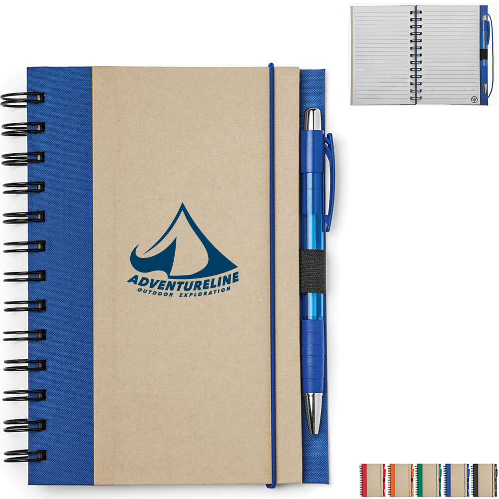 Product Photo 1 Recycled Color Spine Spiral Notebook & Pen Set, 5-1/2" x 7"