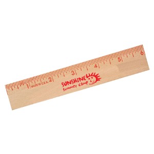 Natural Finish Flat Wood Ruler, 6" - AK2815