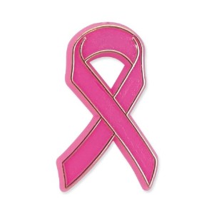 Pink Ribbon Plastic Lapel Pin, Stock - SLP757
