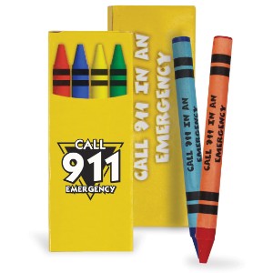 Four Pack Crayons, Call 911 Emergency, Stock - CRY300
