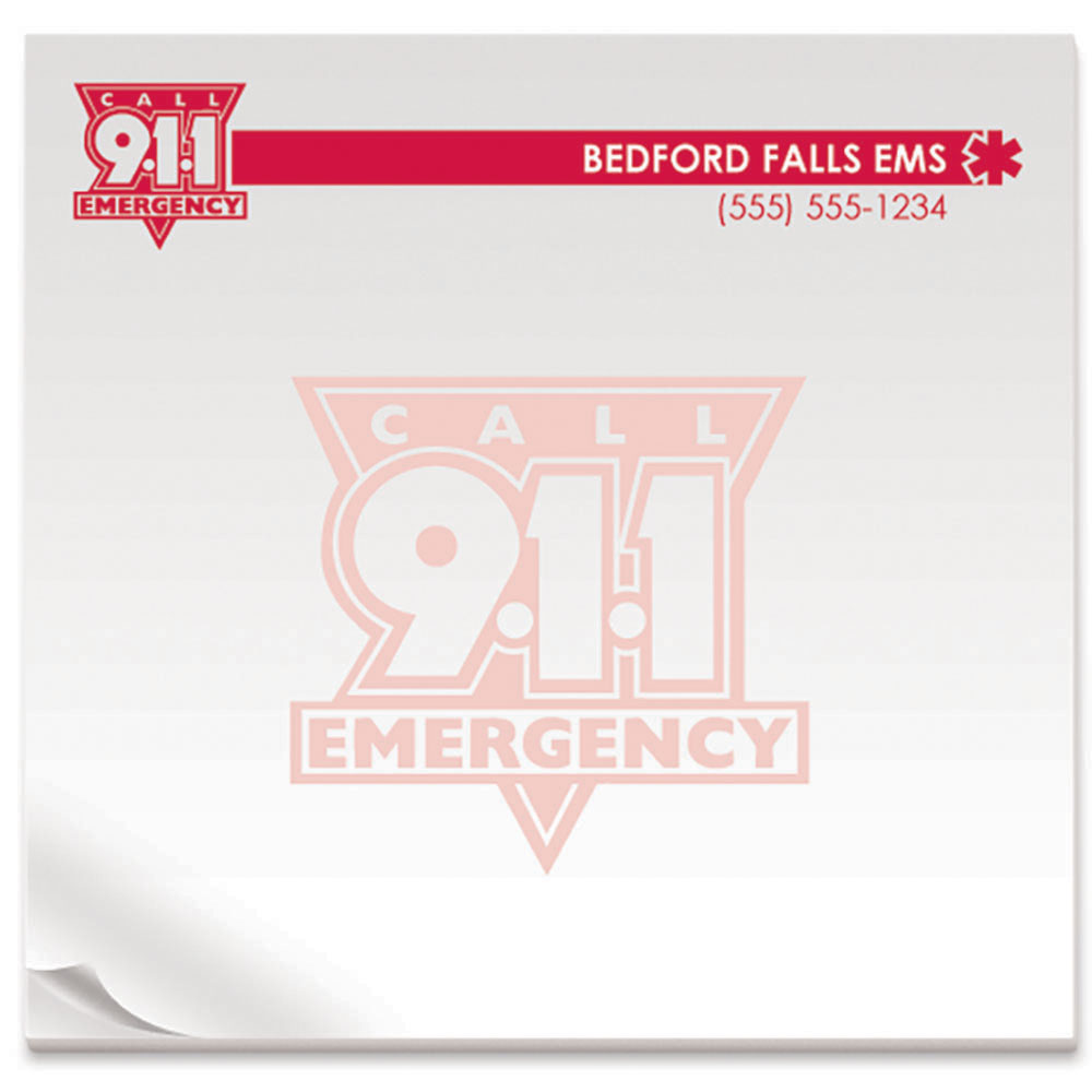 Product Photo 1 BIC® Adhesive 25 Sheet Notepad, Call 911, 3" x 3"