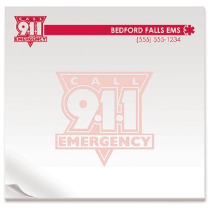 BIC® Adhesive 25 Sheet Notepad, Call 911, 3" x 3" - SPF200